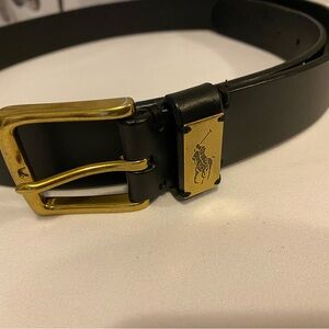 Men’s Polo Ralph Black Leather Belt Size 38
